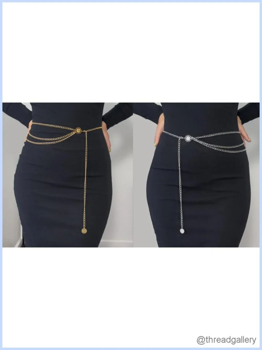 Silver Gold Chain Belt for Women Layered Waist Chain Plus Size Metal Belt for